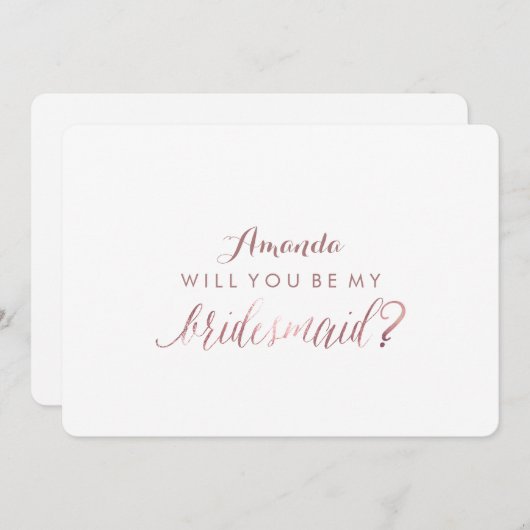 PixDezinesバラの金ゴールドフェイクがあなたに…… My Bridesmaid 招待状 (正面/裏面)