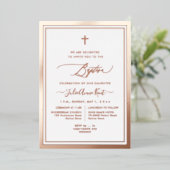 PixDezinesバラゴールドフォイルバプテスマ 箔招待状 (立ち正面)