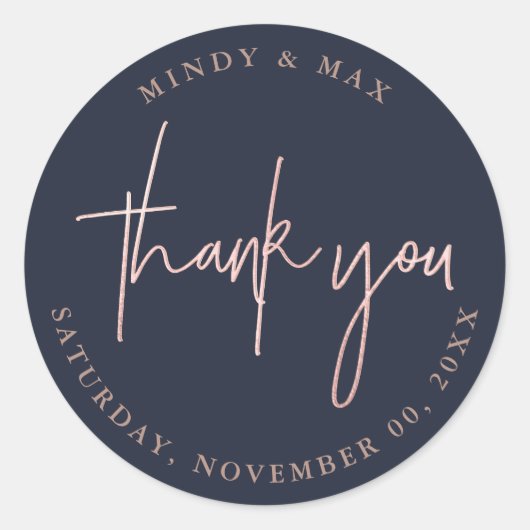 PixDezinesバラフェイク金ゴールドありがとう |色の変更 ラウンドシール (正面)