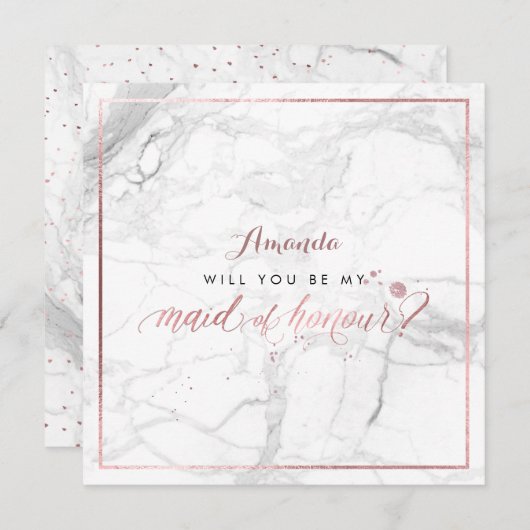 PixDezinesバラフェイク金ゴールドがメイド・オブ・オーナー（花嫁付き添い人） 招待状 (正面/裏面)