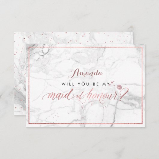 PixDezinesバラフェイク金ゴールドのメイド・オブ・オーナー(花嫁付き添い人) 招待状 (正面/裏面)