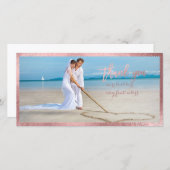 PixDezinesバラフェイク金ゴールドスキャロプフレーム感謝してい/ユー サンキューカード (正面/裏面)