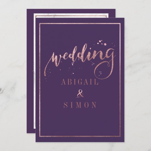 PixDezinesバラフェイク金ゴールドスクリプト/DIYカラー 招待状 (正面/裏面)