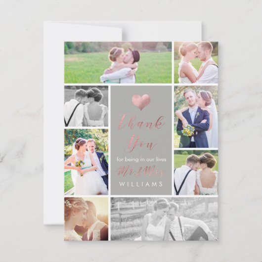 PixDezinesバラフェイク金ゴールドハートありがとう サンキューカード (正面)