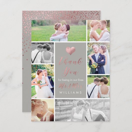 PixDezinesバラフェイク金ゴールドハートありがとう サンキューカード (正面/裏面)