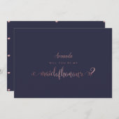 PixDezinesバラフェイク金ゴールドメイド・オブ・オーナー(花嫁付き添い人) 招待状 (正面/裏面)