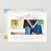 PixDezinesバラフェイク金ゴールドモダンブラシスクリプト 案内ポストカード (正面/裏面)