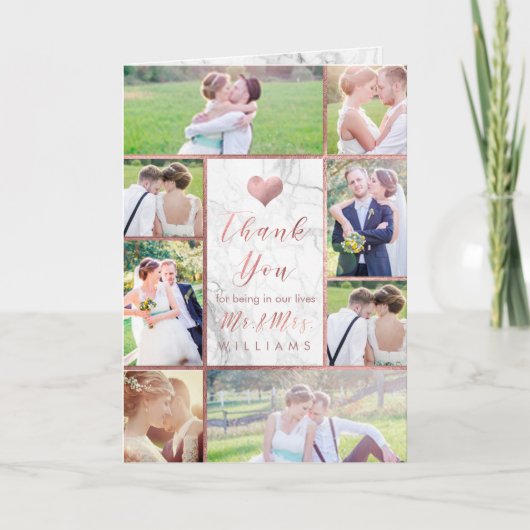 PixDezinesバラフェイク金ゴールド写真ありがとう/大理石 サンキューカード (正面)