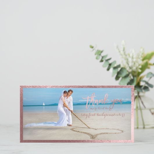 PixDezinesバラフェイク金ゴールド感謝してい/ユーザの写真結婚。 サンキューカード (スタンド正面)