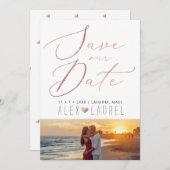 PixDezinesバラフェイク金ゴールド日付の保存 招待状 (正面/裏面)