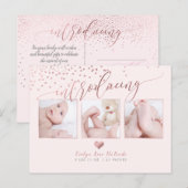 PixDezinesバラフェイク金ゴールド紙吹雪/誕生発表 案内ポストカード (正面/裏面)