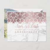 PixDezinesバラフェイク金ゴールド/レース+大理石/救日付 案内ポストカード (正面/裏面)