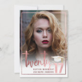 PixDezinesバラフェイク金ゴールド/大理石の卒業 招待状 (正面)