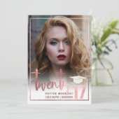 PixDezinesバラフェイク金ゴールド/大理石の卒業 招待状 (スタンド正面)