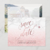 PixDezinesバラフェイク金ゴールド/大理石/救私たちの日付 案内ポストカード (正面/裏面)