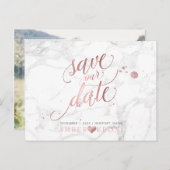 PixDezinesバラフェイク金ゴールド/大理石/救私たちの日付 案内ポストカード (正面/裏面)