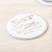 PixDezinesバラフェイク金ゴールド/食べ/Drink/およびBe結婚した ラウンドペーパーコースター (アングル)