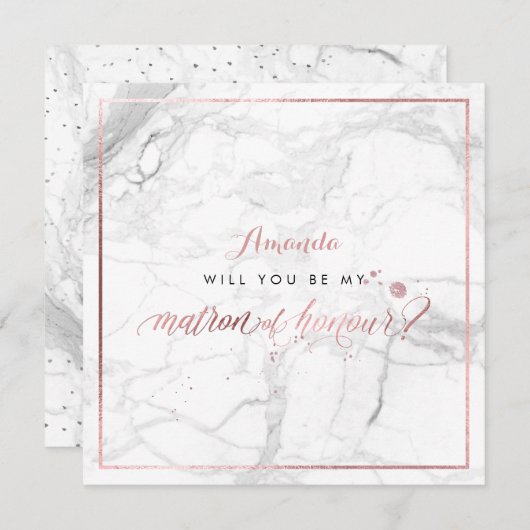 PixDezinesバラフェイク金ゴールドYou Matron of Honor 招待状 (正面/裏面)
