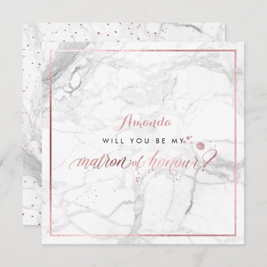 PixDezinesバラフェイク金ゴールドYou Matron of Honor 招待状 (正面/裏面)