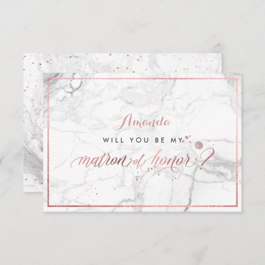 PixDezinesバラフェイク金ゴールドYou Matron of Honor 招待状 (正面/裏面)