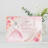 PixDezinesバラ金ゴールドエッフェルタワーキンセアニェラ 招待状 (スタンド正面)