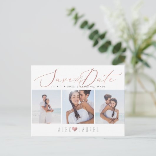 PixDezinesバラ金ゴールドエレガント書道救の日付 ポストカード (スタンド正面)