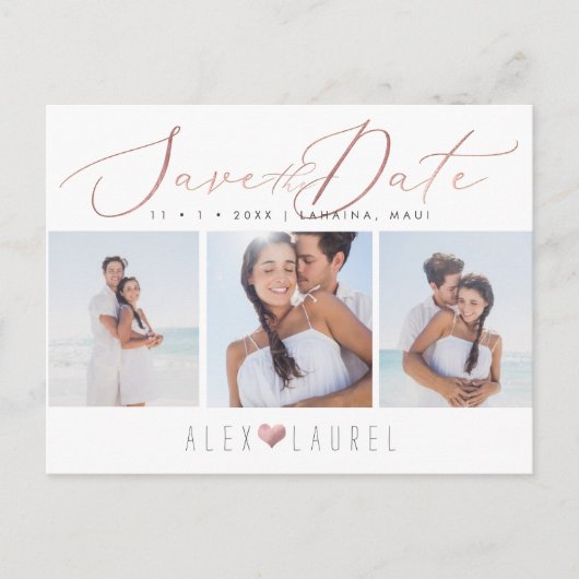 PixDezinesバラ金ゴールドエレガント書道救の日付 ポストカード (正面)