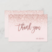 PixDezinesバラ金ゴールドグリッターモノグラムサンキュー サンキューカード (正面/裏面)