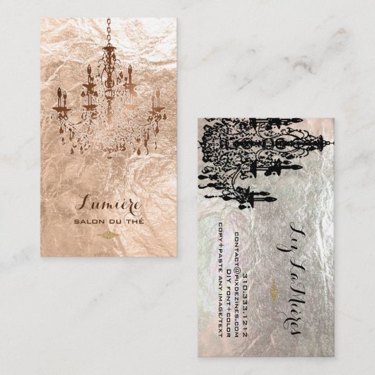 PixDezinesバラ金ゴールドシャンデリア/フォフェイクイル 名刺 (正面/裏面)