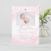 PixDezinesバラ金ゴールドセルト十字バプティスマ 招待状 (スタンド正面)