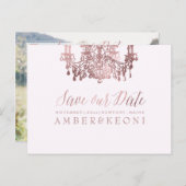 PixDezinesバラ金ゴールドチャデリア/写真救/私たちの日付 案内ポストカード (正面/裏面)