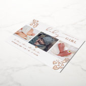 PixDezinesバラ金ゴールドハート誕生発表 箔招待状 (回転した状態)