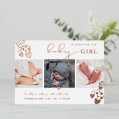 PixDezinesバラ金ゴールドハート誕生発表 箔招待状 (立ち正面)