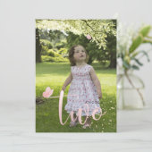 PixDezinesバラ金ゴールドピンク蝶水彩 招待状 (スタンド正面)