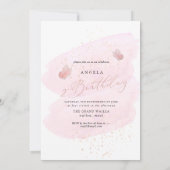 PixDezinesバラ金ゴールドピンク蝶水彩 招待状 (裏面)