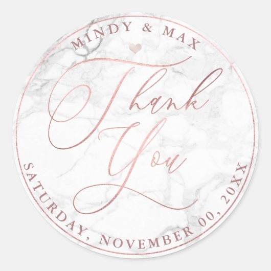 PixDezinesバラ金ゴールドロマンチックなスクリプトありがとう ラウンドシール (正面)