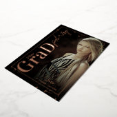 PixDezinesバラ金ゴールド卒業パーティ 箔招待状 (回転した状態)