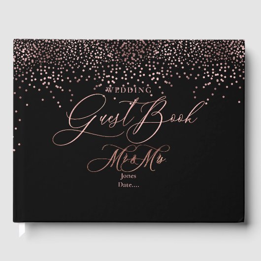 PixDezinesバラ金ゴールド紙吹雪+DIY背景 ゲストブック (正面)