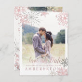 PixDezinesバラ金ゴールド雪片/大理石/日付 案内ポストカード (正面/裏面)