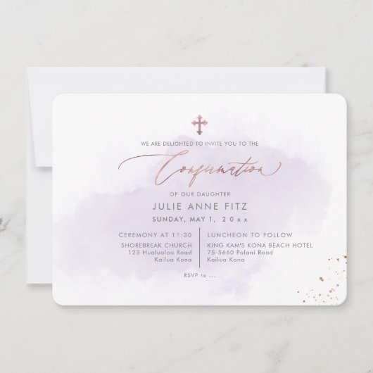 PixDezinesバラ金ゴールドH2パープル洗浄確認 招待状 (正面)