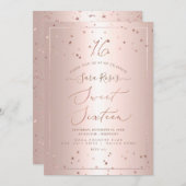 PixDezinesバラ金ゴールドStarsSweet sixteen 招待状 (正面/裏面)