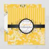 PixDezinesバラ+ストライプ/DIYカラー 招待状 (正面/裏面)