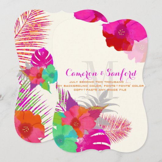 PixDezinesバリkai/green/pink/DIY 招待状 (正面/裏面)