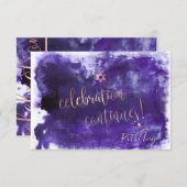 PixDezinesバルミツワーお祝いカード✡紫 出欠カード (正面/裏面)