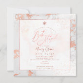 PixDezinesバルミツワーマーブルフェイクローズゴールドベインズ 招待状 (正面)