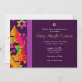 PixDezinesバルミツワー写真/サイケデリック星/ 招待状 (裏面)