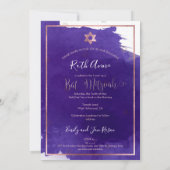 PixDezinesバルミツワー |写真|紫の水色 招待状 (裏面)