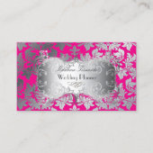 PixDezinesバロックダマフェイクスクシルバー/ホットピンク 名刺 (正面)