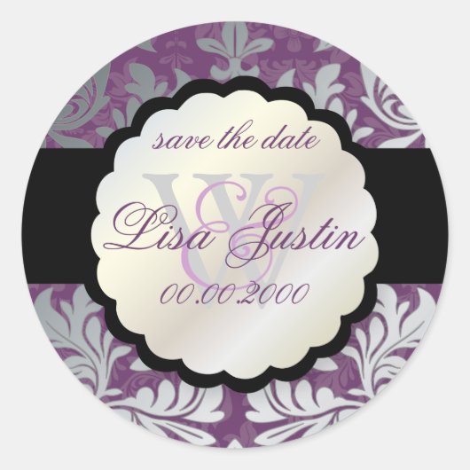 PixDezinesバロックフェイクダマスク/シルバー/DIYカラー!! ラウンドシール (正面)