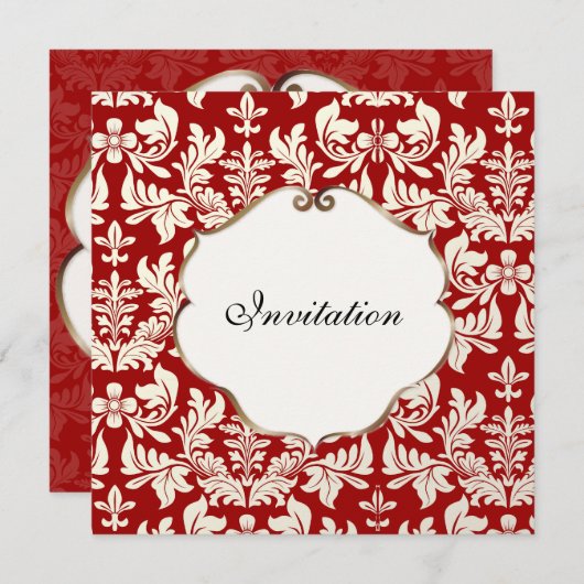 PixDezinesバロック1/赤 招待状 (正面/裏面)
